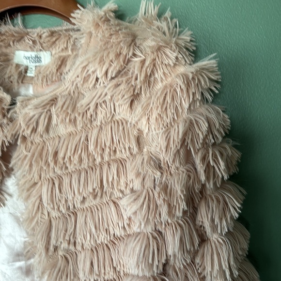 Women’s Sz M pink faux fur one clasp closure light casual rare jacket top - Picture 5 of 8